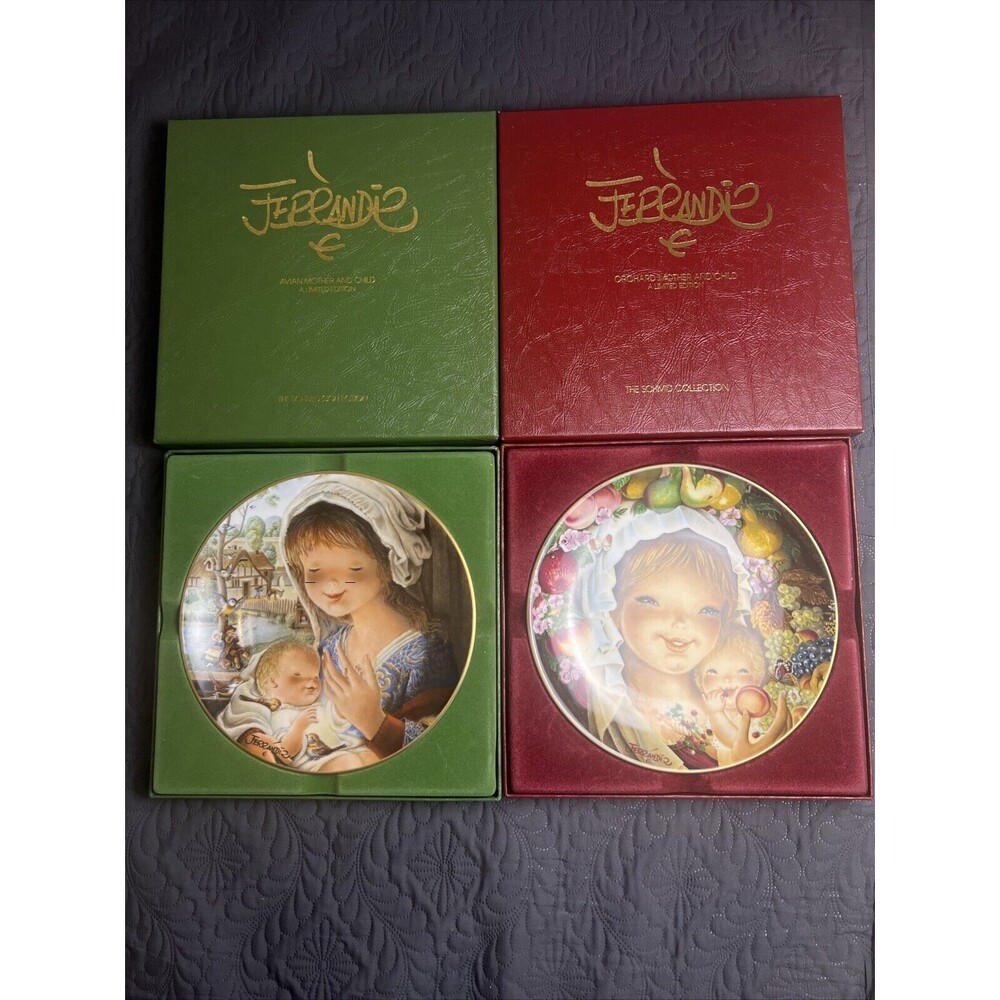 Lot of Schmid Plates Avian + Orchard Mother & Child by Juan Ferrandiz Authentic